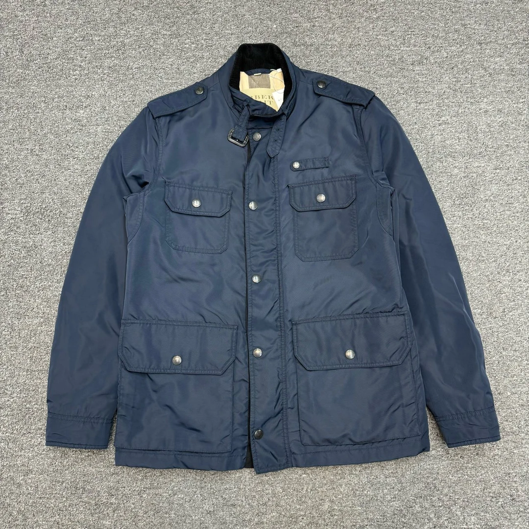 99新 BURBERRY/博柏利 蓝色尼龙内里格纹夹克外套 M码99新