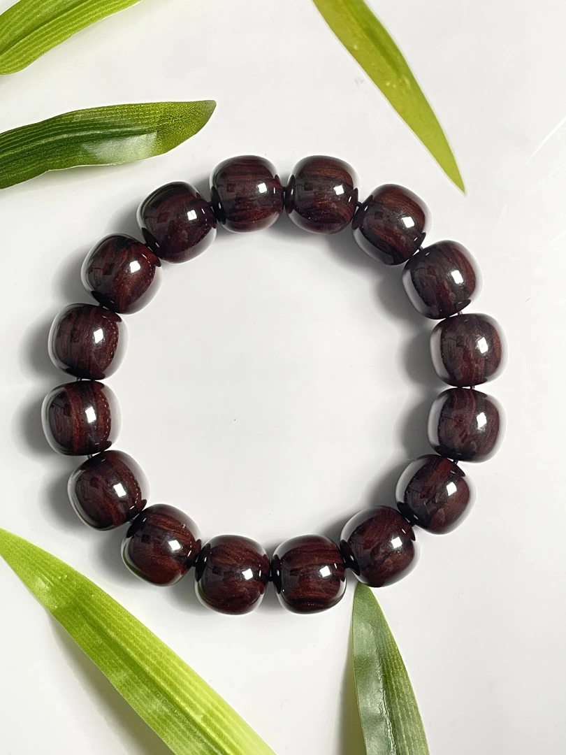 正宗海南黄花梨十月田多彩1314手串 佩戴 多样性发一