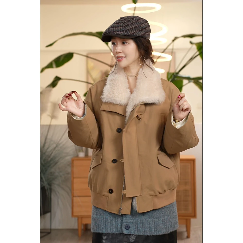 X【叭哒不惑】半熟冬日 白鹅绒可拆翻领休闲鹅绒外套厚款短外套