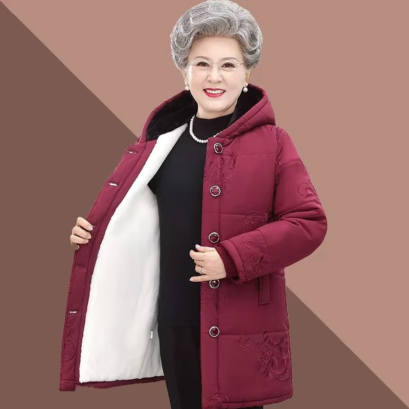 7708-老年人棉袄女冬装加绒外套妈妈保暖棉衣轻微染色（3号仓