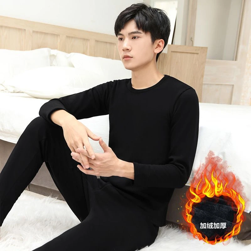 保暖内衣男士秋衣裤套装线衣线裤男青少年加绒超厚防寒棉毛衫
