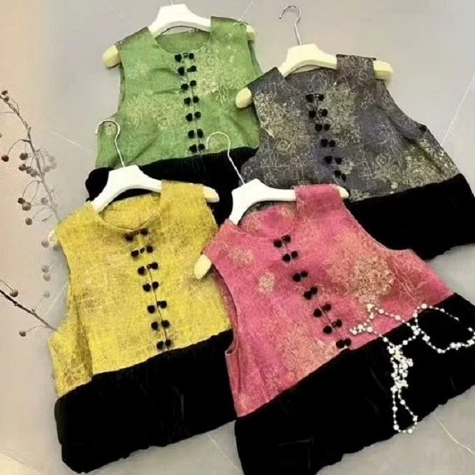 显瘦好看！新中式国风女装高级感轻奢马甲国风提花无袖拼接马夹