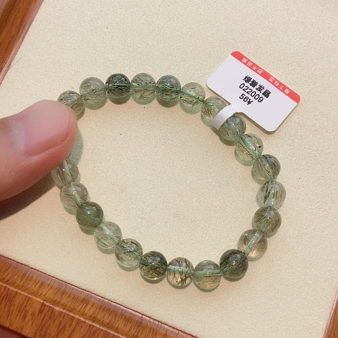 水晶手链未镶嵌022009绿碧玺发晶手串