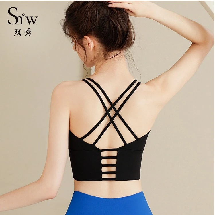瑜伽服套装性感美背紧绷不束缚时尚瑜伽服女运动上衣训练健身夏季