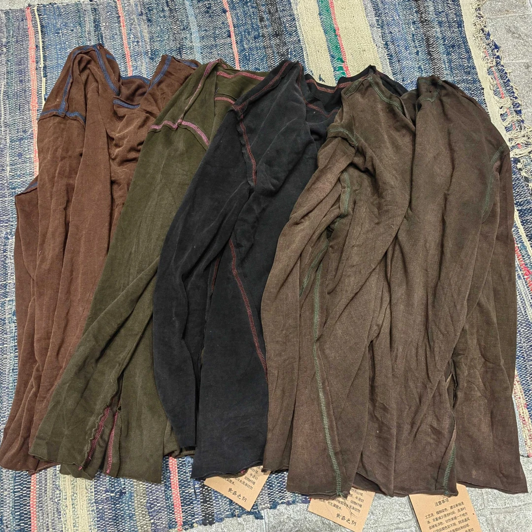 【半奏】冬季高定复古落肩袖糯叽叽质感绣线松弛感打底衫 胸124长75