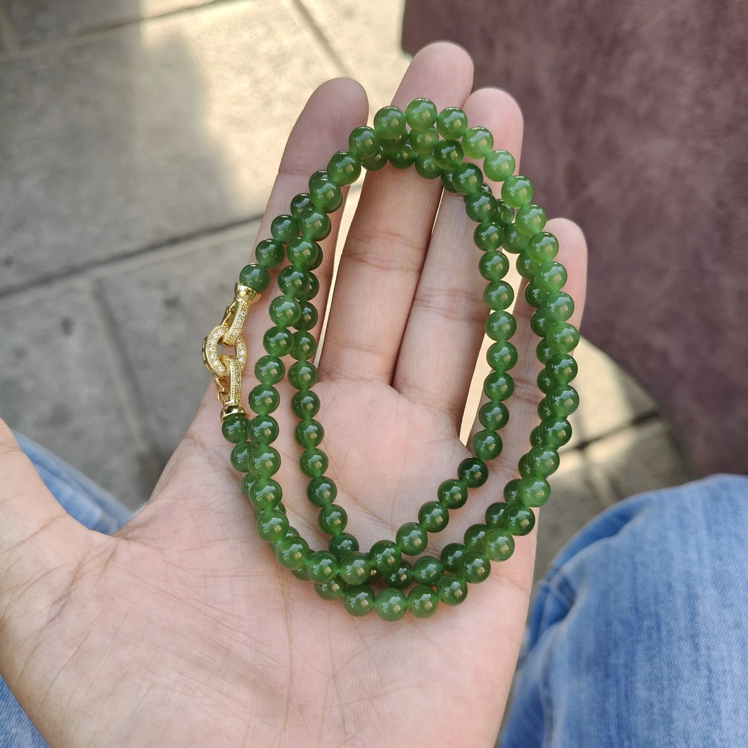 精品和田玉碧玉卡 6 项链