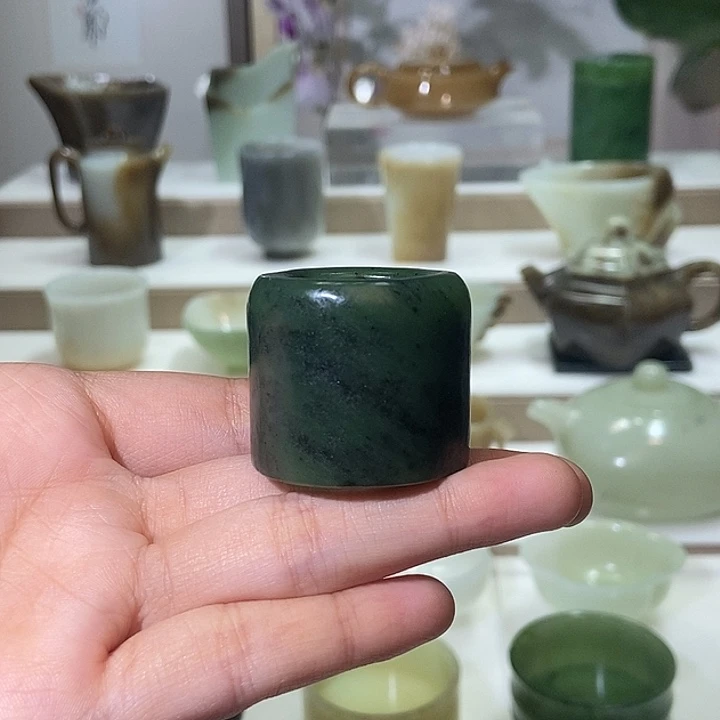 和田玉未镶嵌挂件碧玉扳指