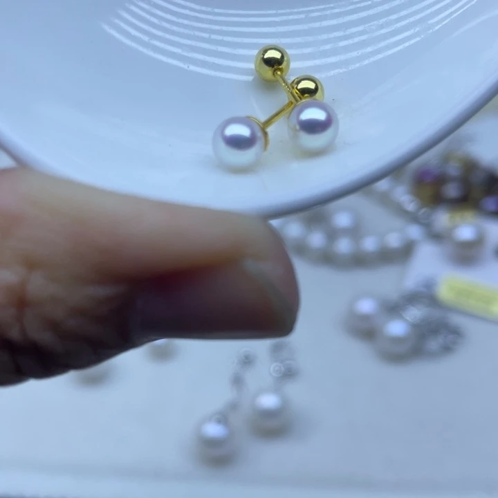耳饰银S925镶嵌淡水珍珠