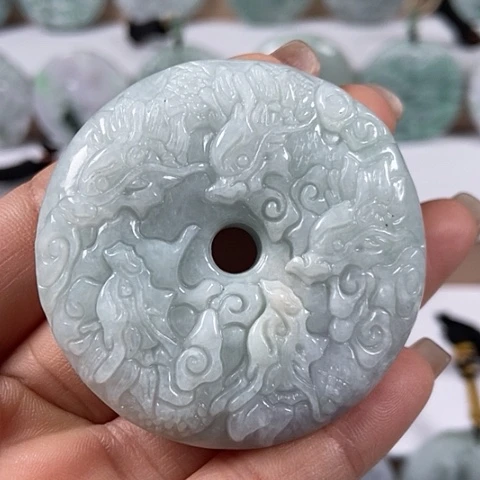 翡翠颈饰未镶嵌九龙扣两面工福利