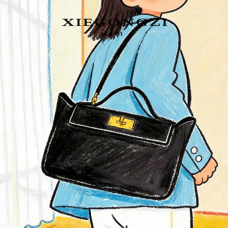 谢【2424包】真皮斜挎包女2024春夏新款头层牛皮单肩腋下包通勤大包