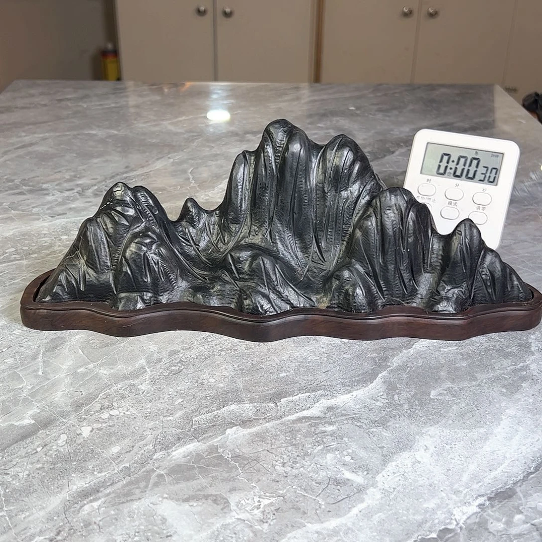 黑***默灵璧奇石博览会摆件