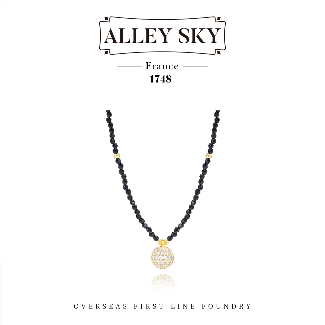 【起点】Alley Sky设计师款黑色珠珠项链F4570