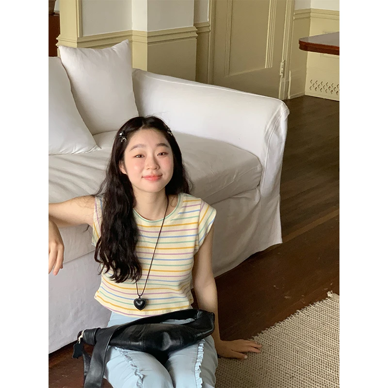 嘿山姥姥双色可选 短袖T恤女夏季多巴胺穿搭正肩小衫上衣