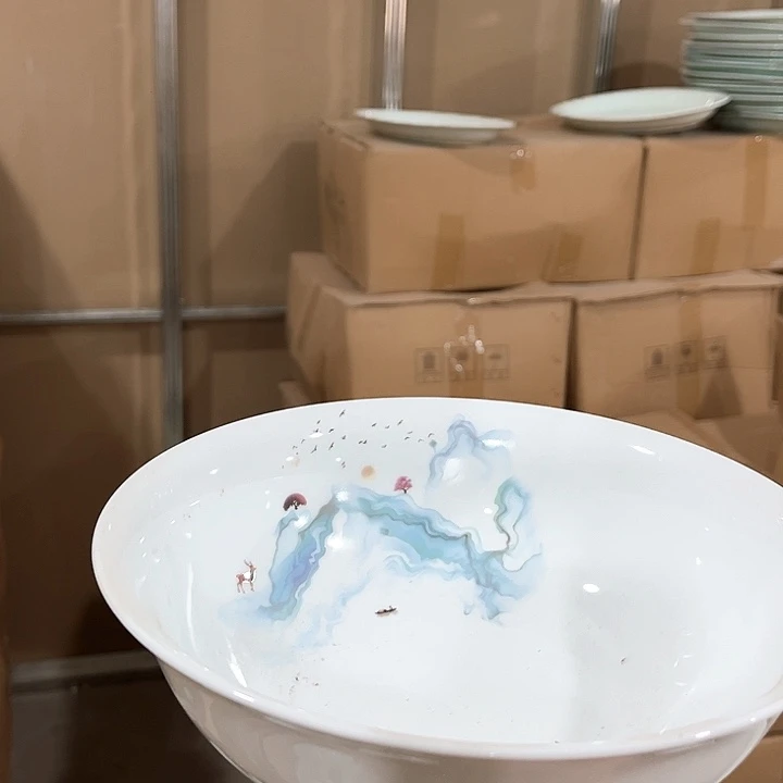 瓷片高白泥9英寸带船大汤碗两个微瑕包邮