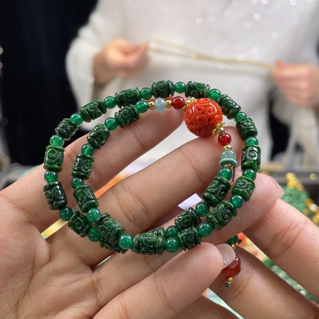 翡翠颈饰未镶嵌代编织