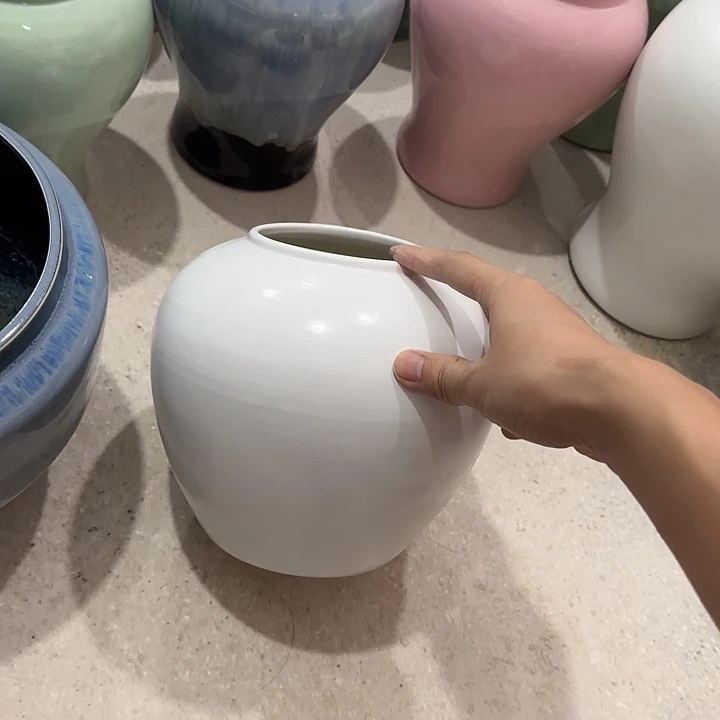 白泥花盆微瑕无孔
