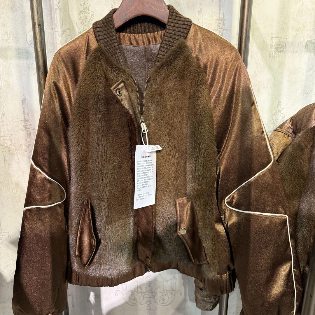 【CY】 83872-DE 2024冬季新款时尚轻奢鹅绒水貂皮草外套