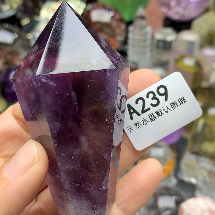 水晶天然紫水晶权杖摆件未镶嵌