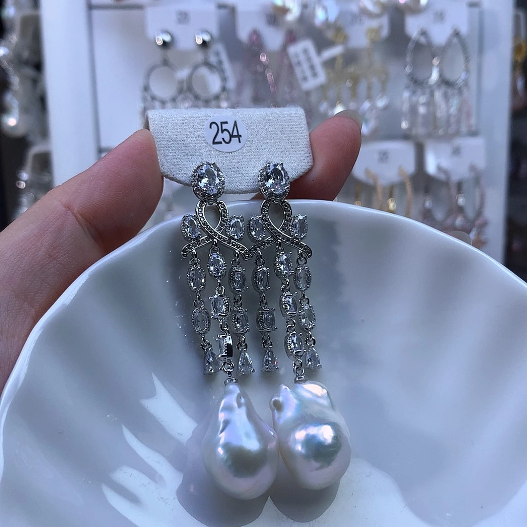 花***宁淡水珍珠耳饰合金254号补差价