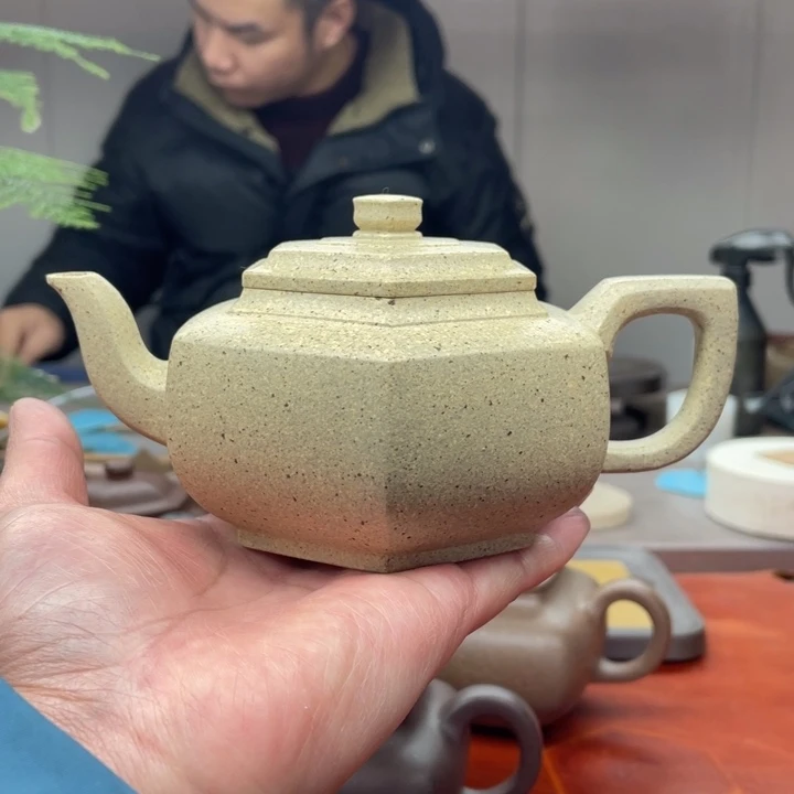茶壶紫砂原矿无添加手磨料墨绿泥六方雪华
