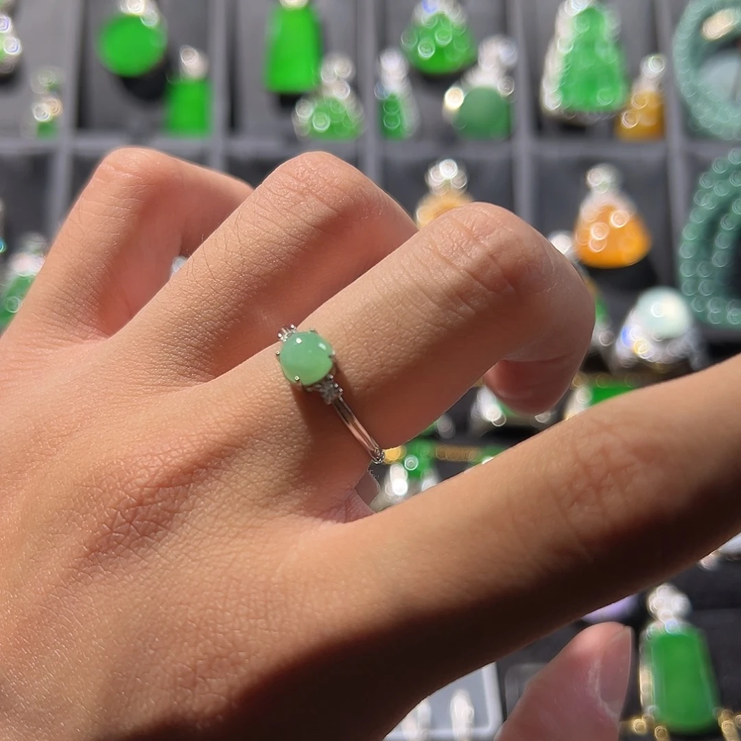 翡翠银S925镶嵌戒指