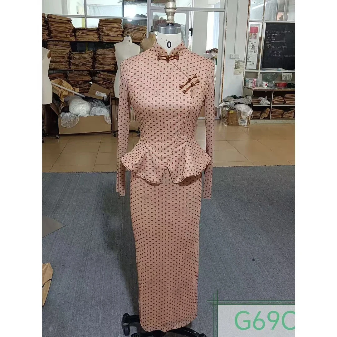 美人鱼【嘉人】春季优雅休闲网红名媛设计师碎花轻奢波点套装