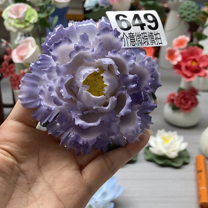 陶瓷手工制作陶瓷花摆件