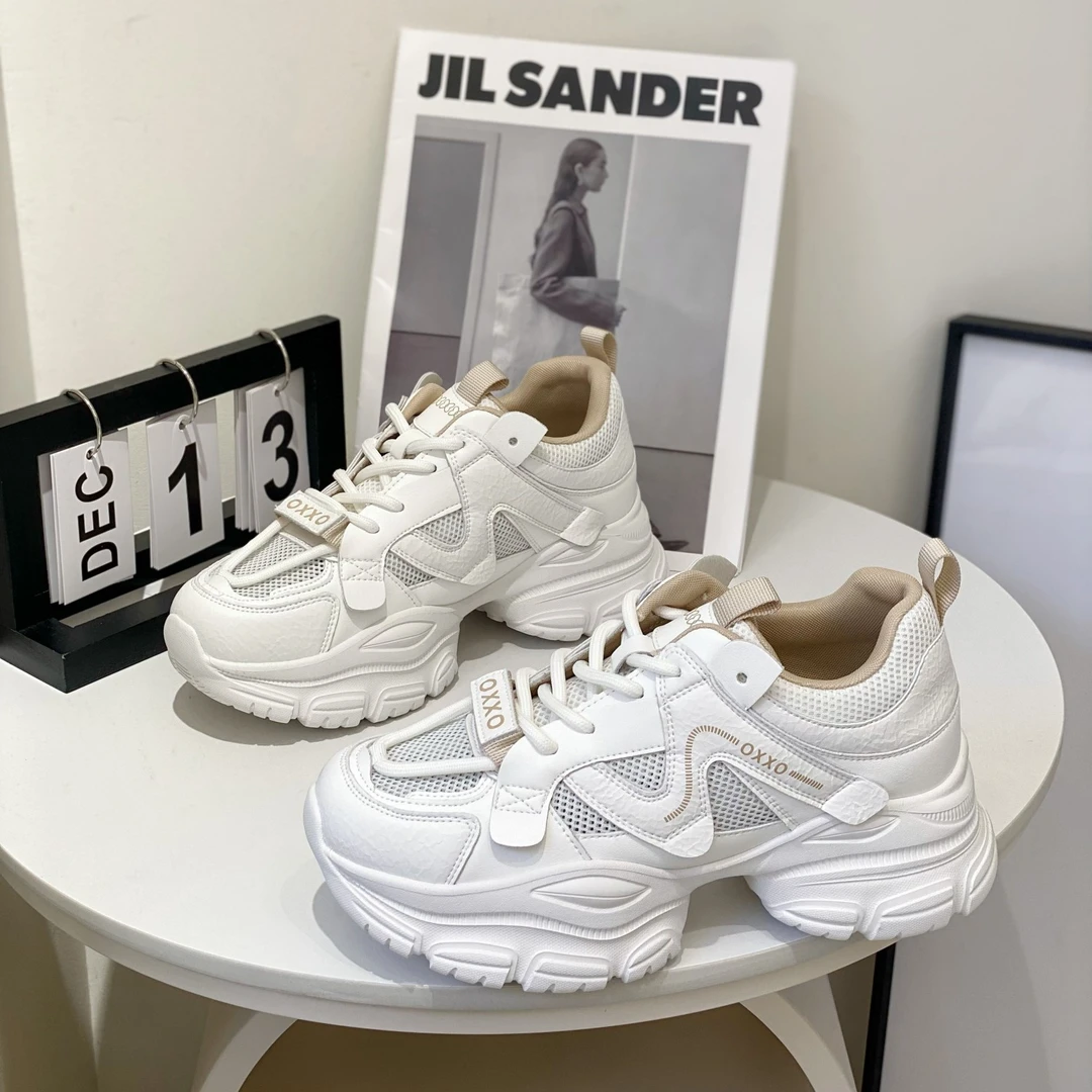 真皮老爹鞋女2025夏季新款韩版百搭镂空单网透气不闷脚显瘦运动鞋