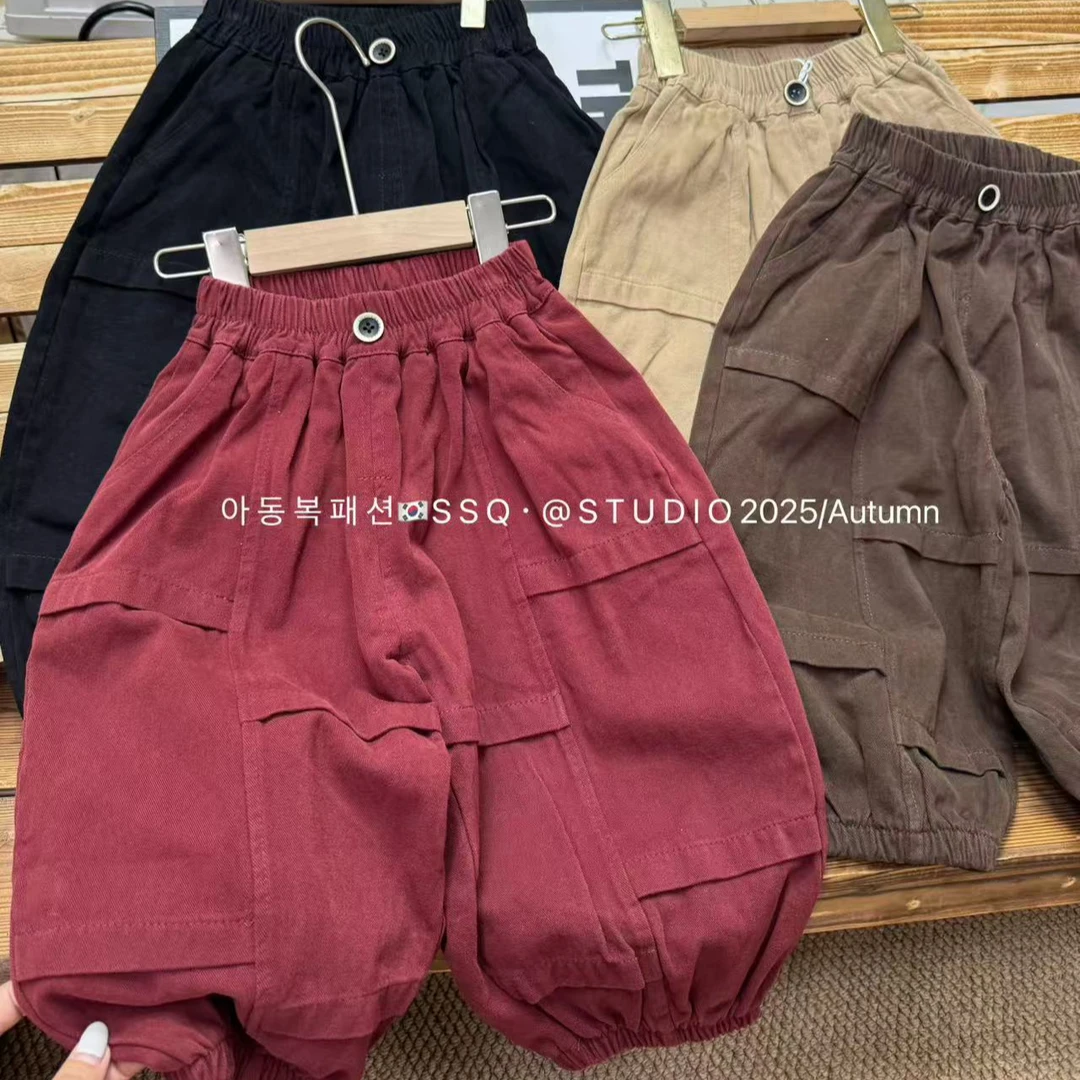 韩呼呼～韩国奶哈裤/棉布拼接墩墩裤水洗棉质感小裤