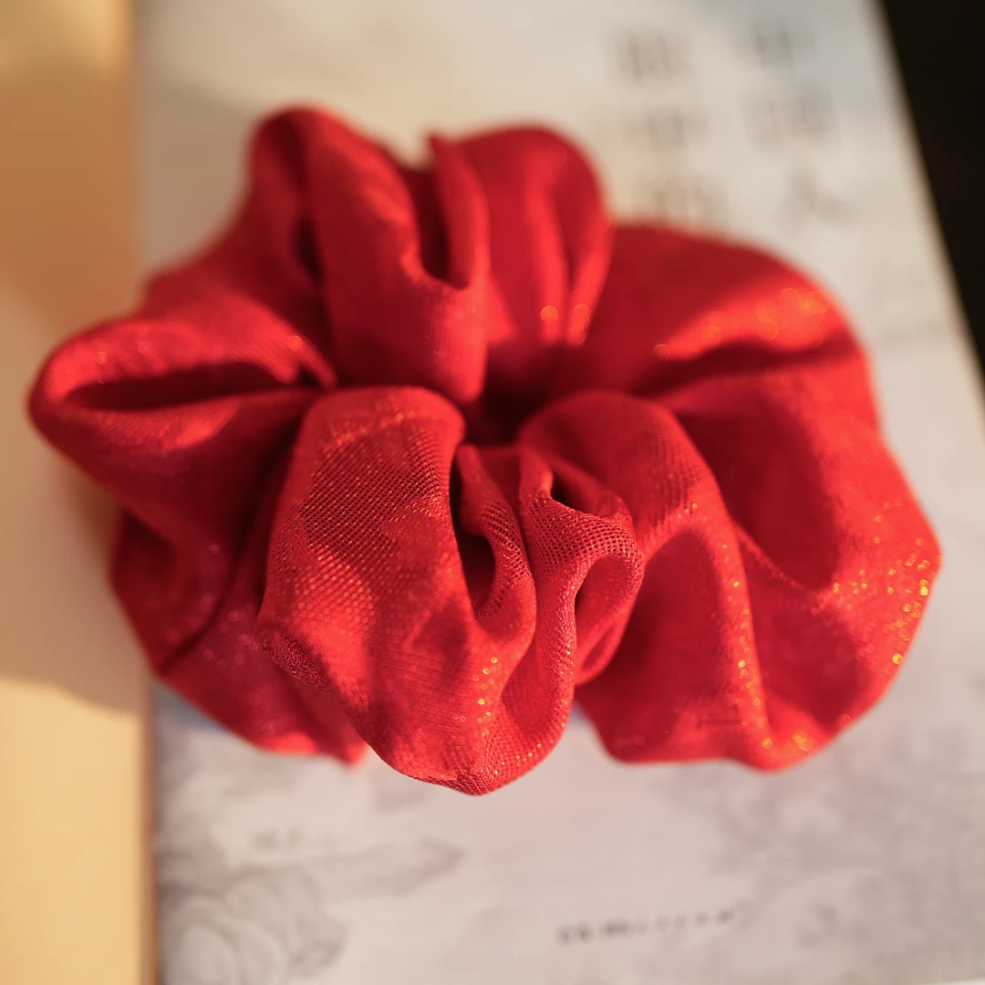 【织金红色罗发圈】LMY非遗罗面料 手工拎缝 国风配饰