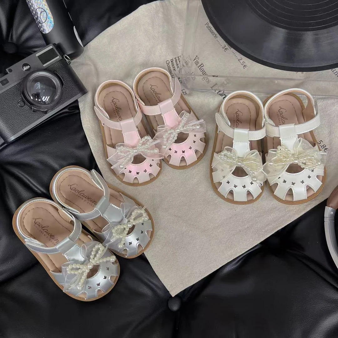 夏季新款儿童包头公主凉鞋女童包头珍珠凉鞋LLWN701