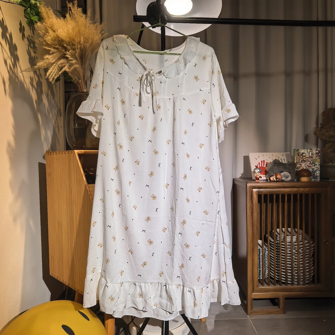 SY002女士短袖卡通睡裙宽松甜美少女