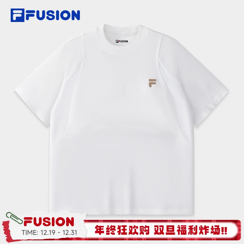 FILA斐乐潮牌2025百搭时尚短T恤夏时尚圆领针织短袖T11W521104F