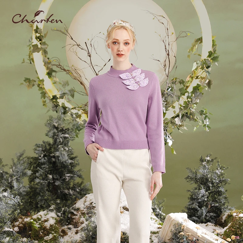 CHARFEN朝峰秋冬百搭中领打底针织毛衫CFD5E126-1068C