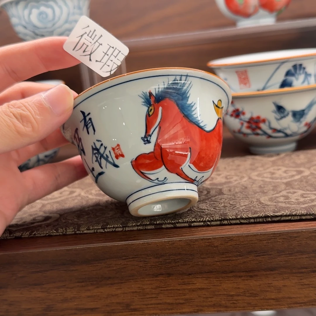 釉下手绘茶具微瑕