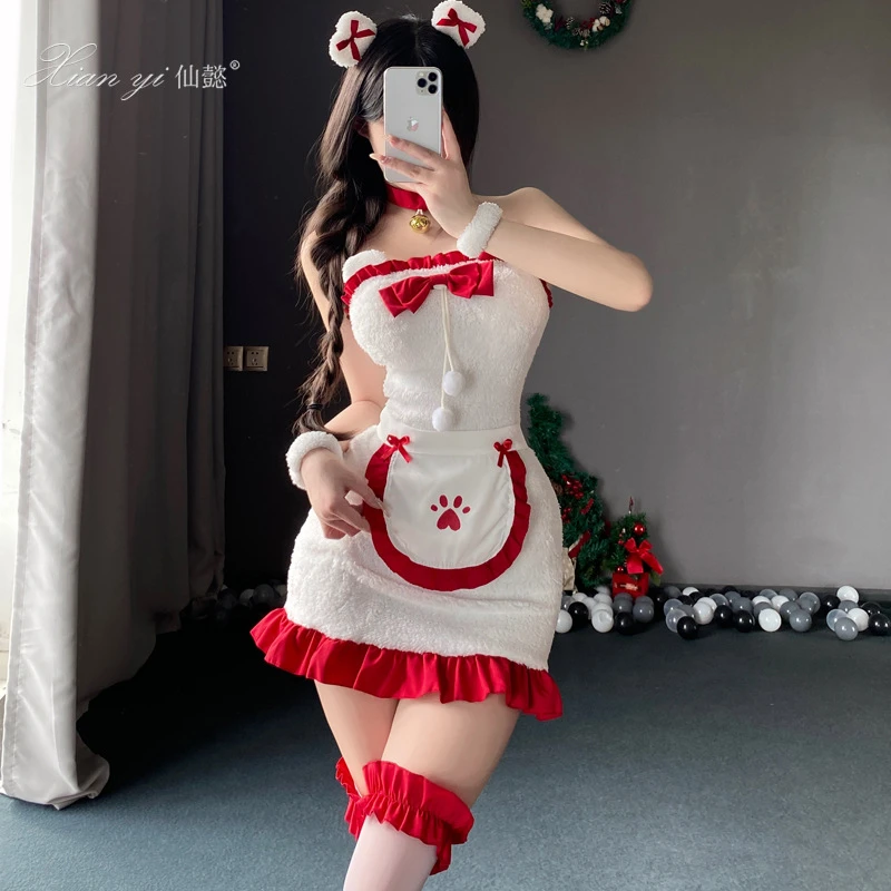 小熊圣诞装可爱包臀裙圣诞套装连衣裙美少女
