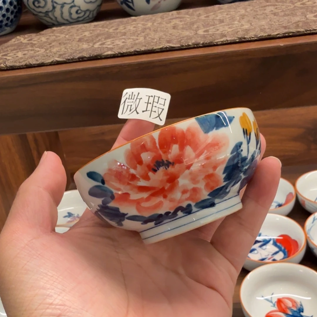 釉下手绘茶具微瑕