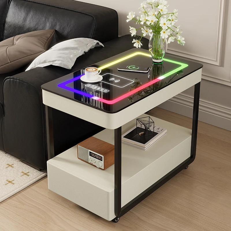 新款实木可移动茶几家用侧边小户型阳台茶台桌沙发边几可移动边柜