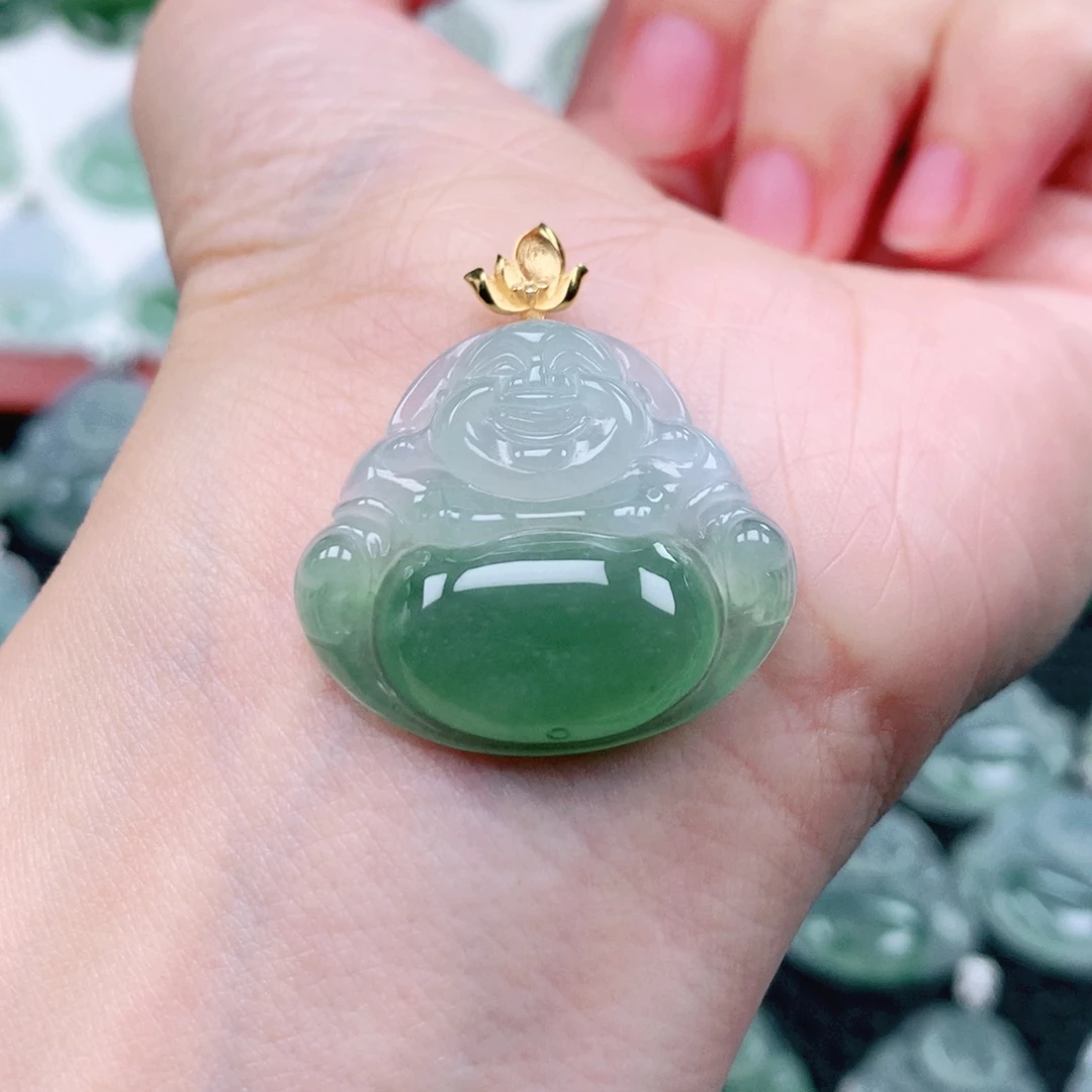 翡翠18K金镶嵌吊坠(不含链)