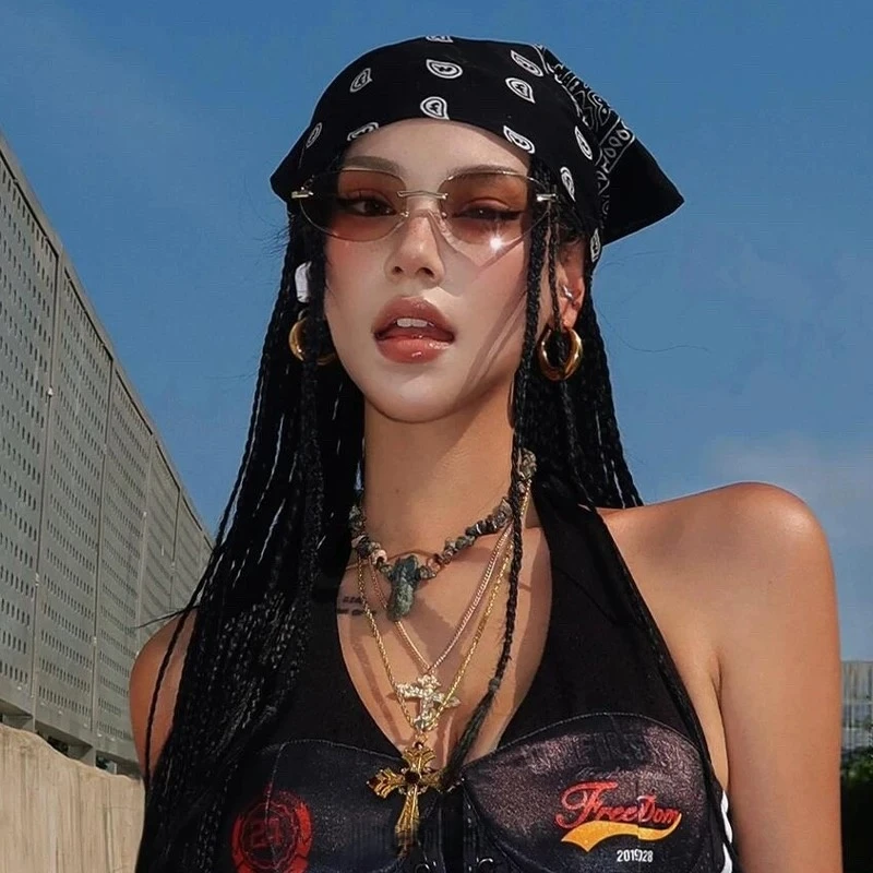 美式复古腰果花头巾夏季薄款方巾甜酷辣妹街舞街头hiphop包头巾