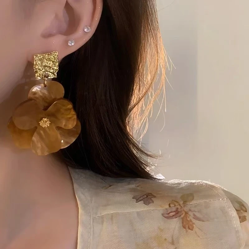 铜合金耳饰 小众植物花卉饰品上班族耳饰日韩精致手工N3652A1