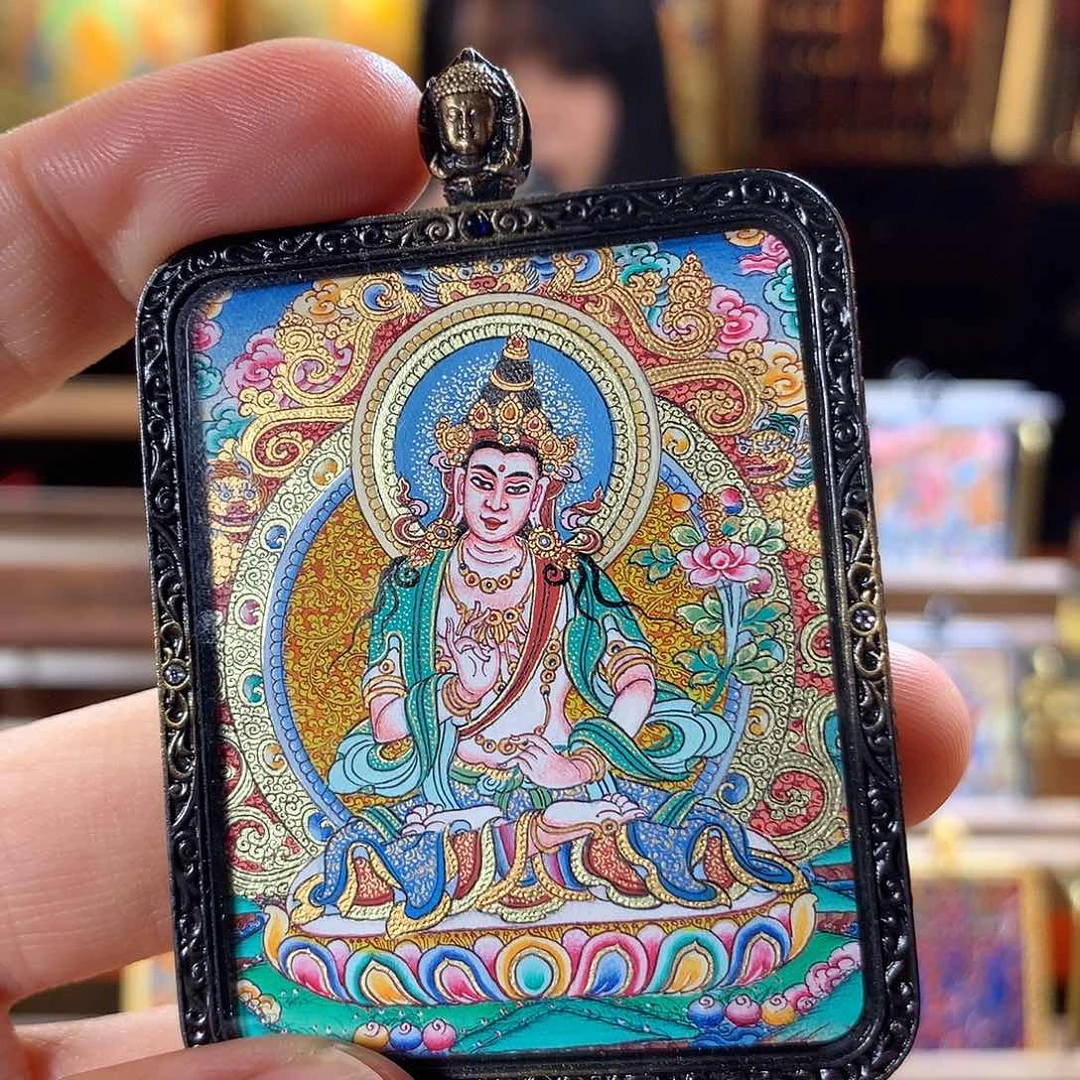 吊坠热贡纯手绘唐卡大势至