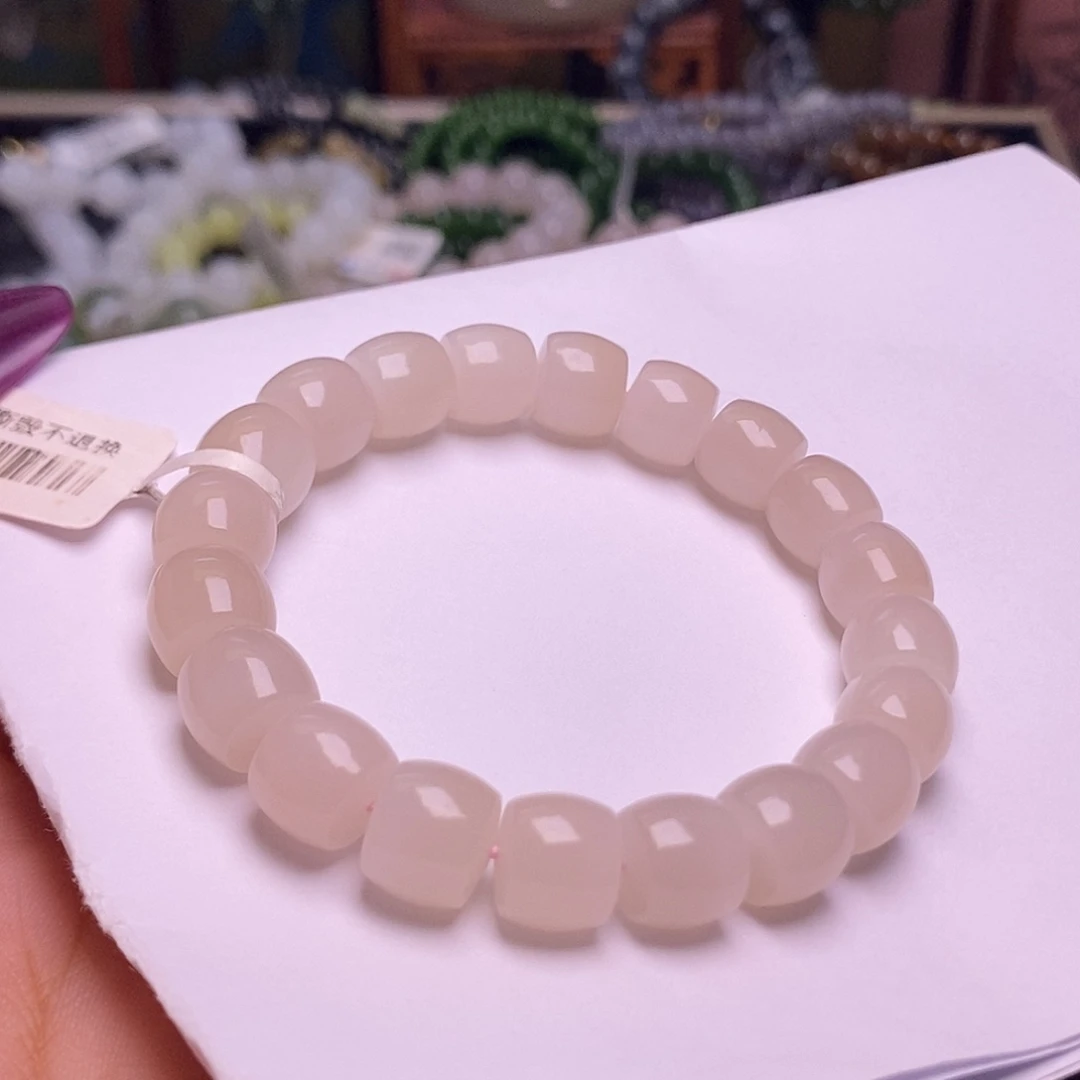 和田玉未镶嵌颈饰藕粉老熟料约10mm手串