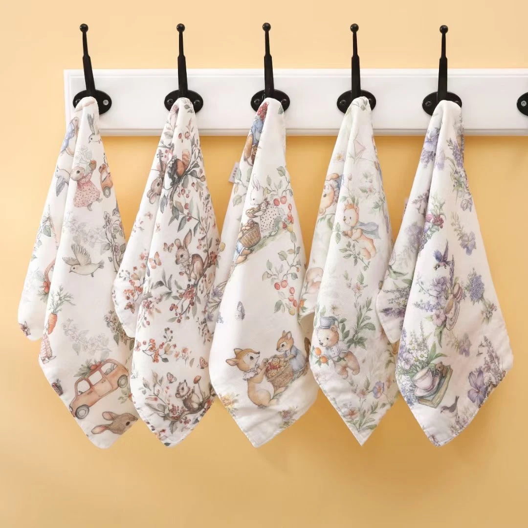 【麦菲熊4层竹棉泡泡纱长巾】婴儿柔软新生儿口水巾婴童洗脸巾