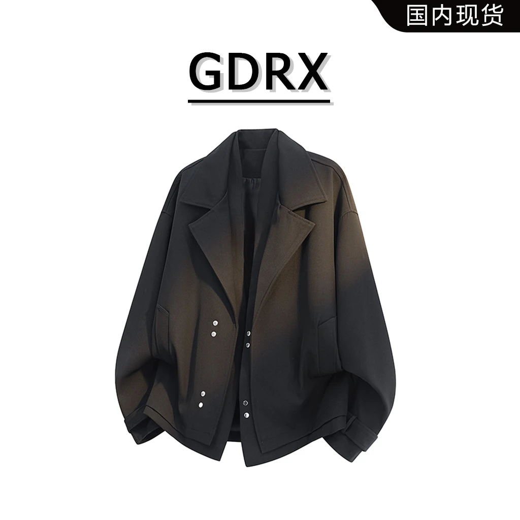 GDRX2025新款假两件西服外套男士春季潮流设计感韩版西装夹克上衣