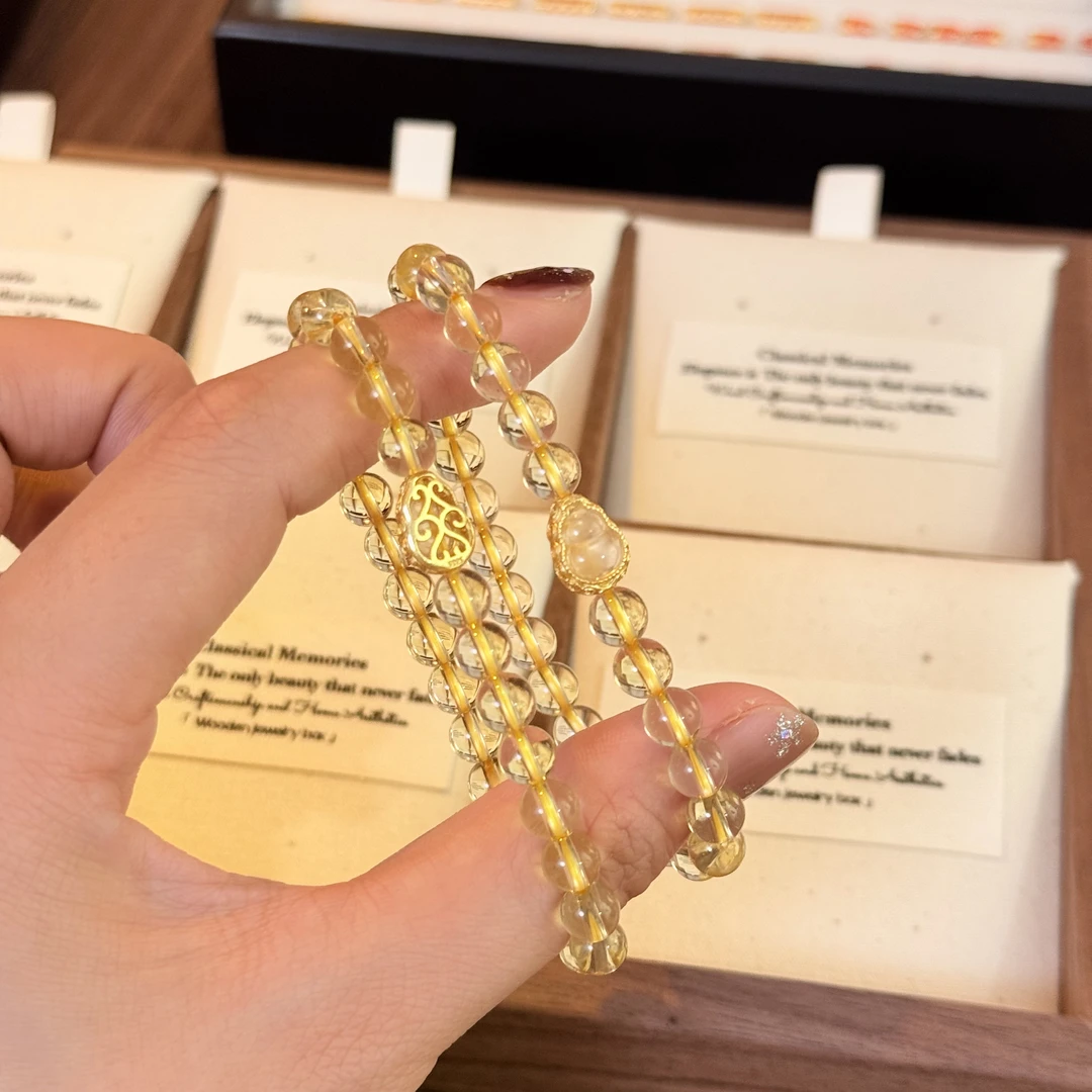 「淘金者」五路招正财6mm黄水晶s925银小手串