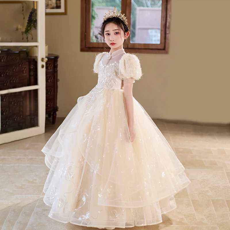 女童礼服公主风宴会演出服晚礼服婚礼花童洋气轻奢小众高端蓬蓬裙