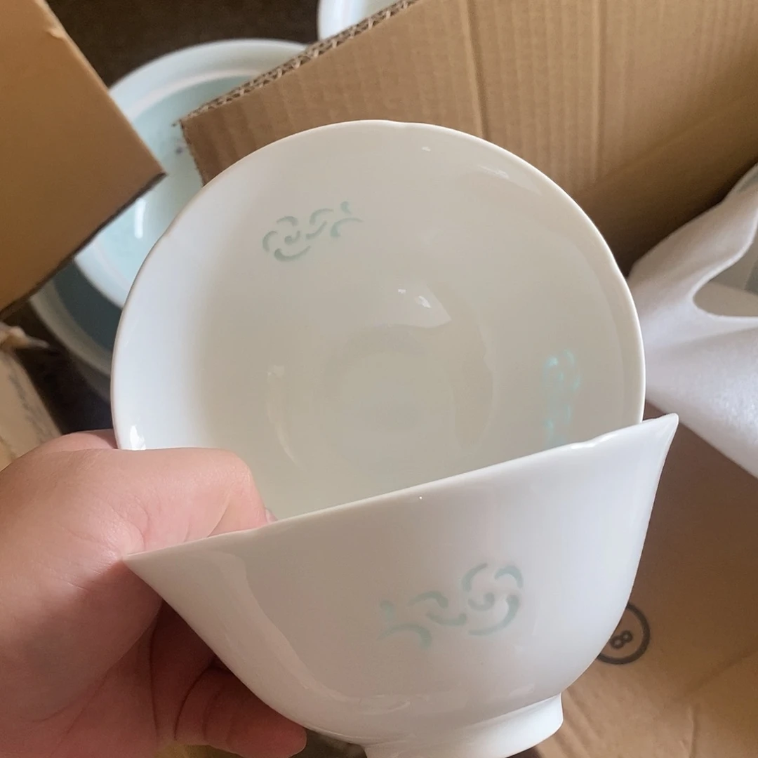 摆件5寸青花玲珑瓷碗