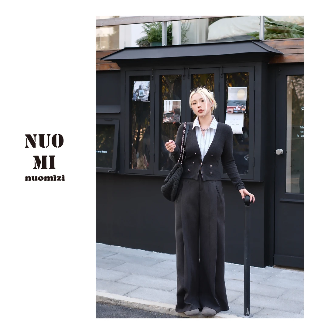 ZOZ糯米子[穿不腻]冬季新款美式阔腿裤子高腰垂感宽松休闲裤潮