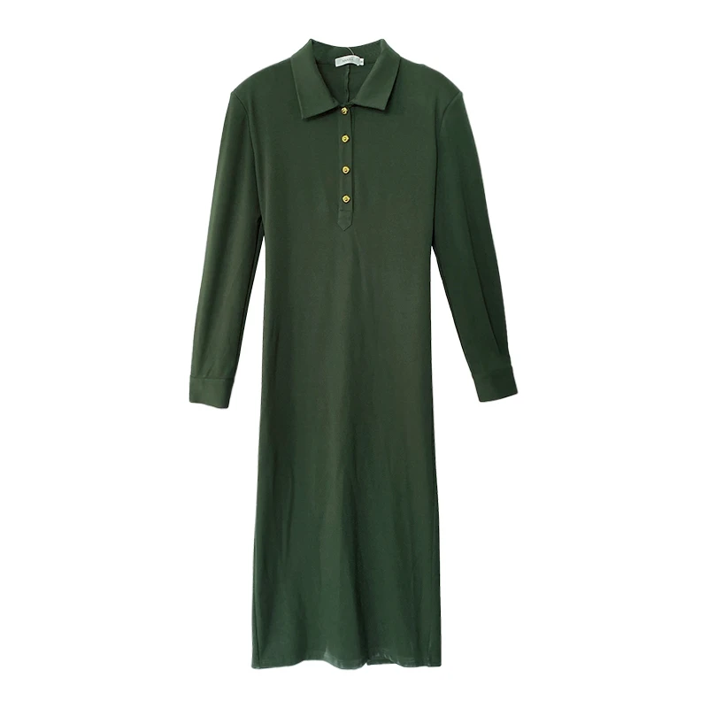 SANOIAN·宋三千新款翻领长袖收腰连衣裙中长裙HBZC610995 nnassa